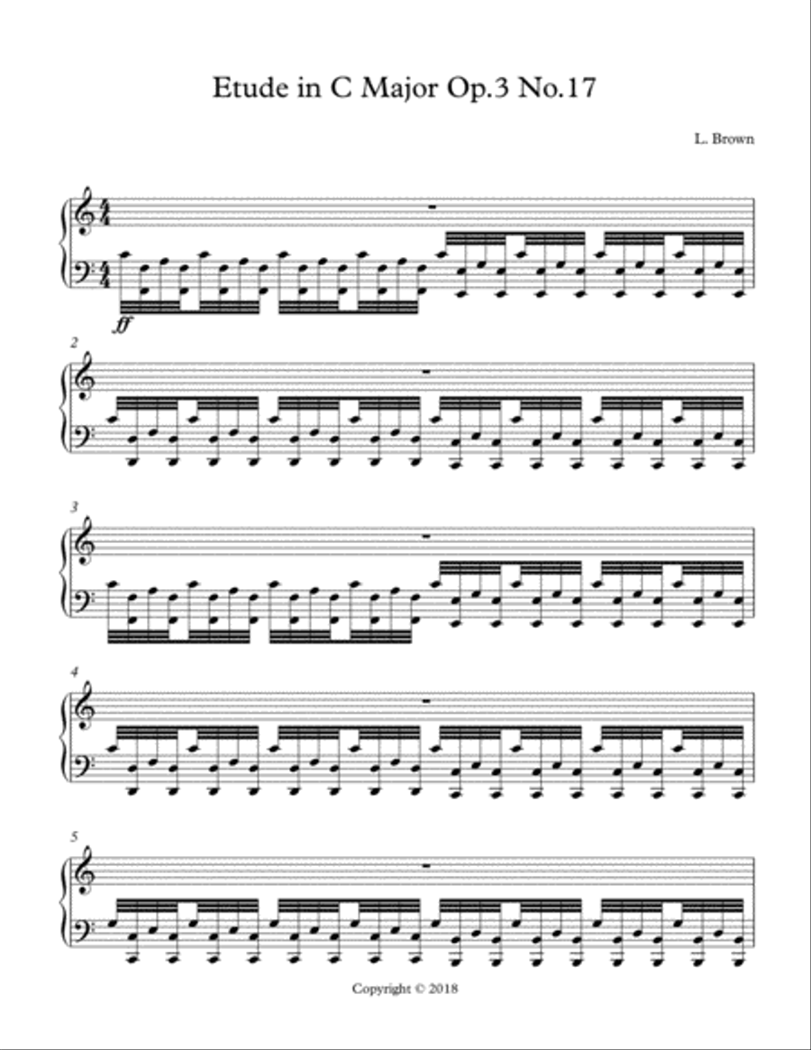 Etude in C Major Op.3 No.17 Piano Method scores gallery preview page 1