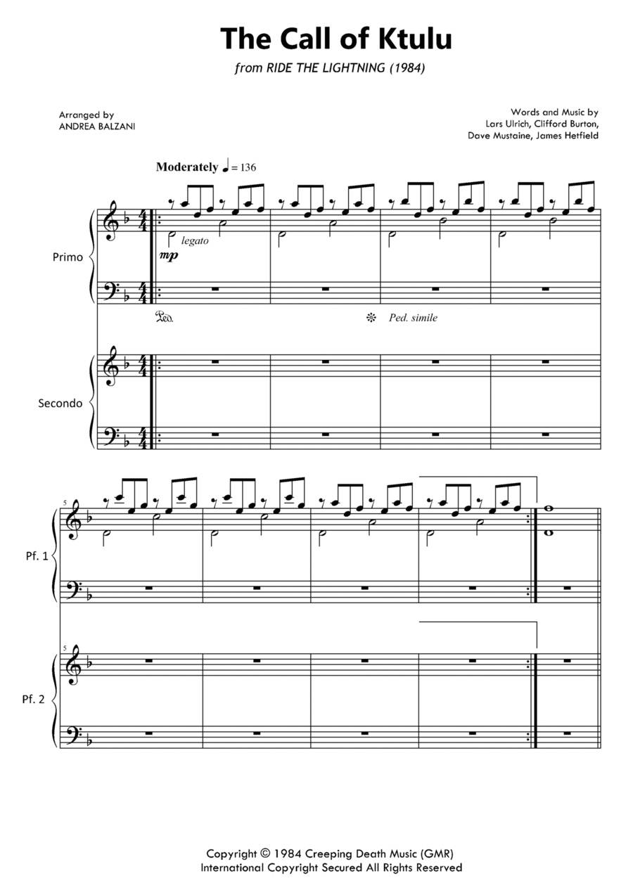 The Call Of Ktulu The Call Of Ktulu 1 Piano, 4-Hands scores gallery preview page 1