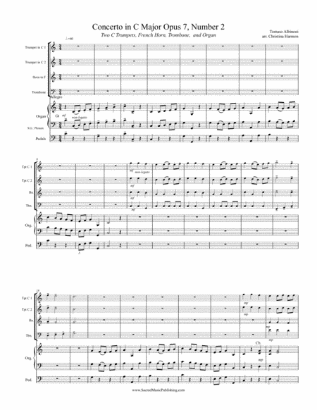 Albinoni Concerto in C Major Opus 7, Number 2 - Brass Quartet and Organ image number null