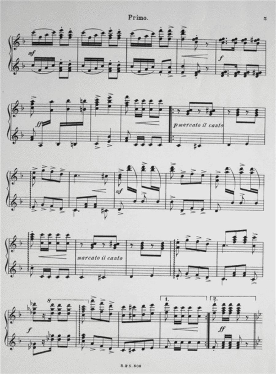 Under the American Flag. March of the Mariners. Unter Amerikanischer Flagge. (Marsch der Matrosen) Piano Duet scores gallery preview page 5