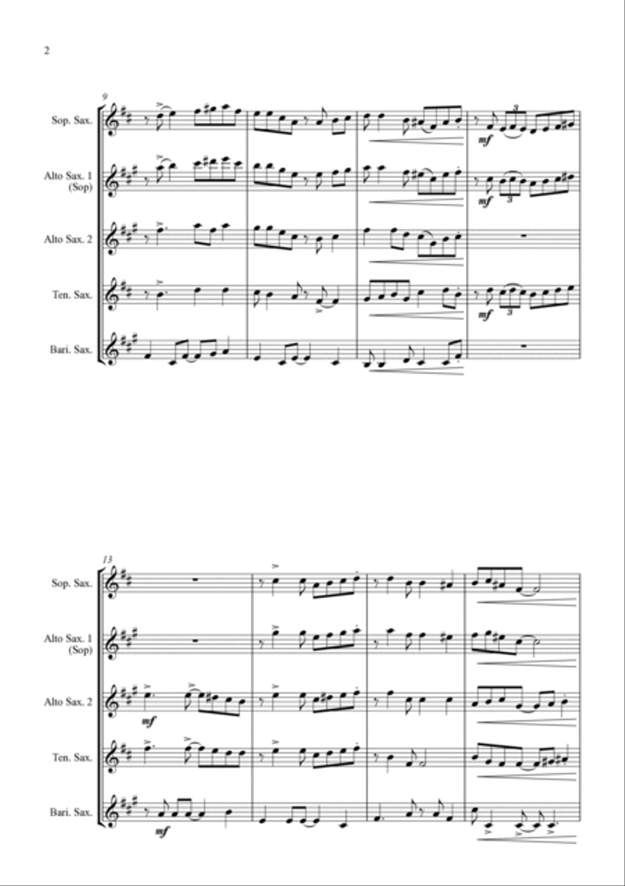 Greensleeves (What Child Is This?) - Jazz Arrangement for Saxophone Quartet Saxophone Quartet scores gallery preview page 5