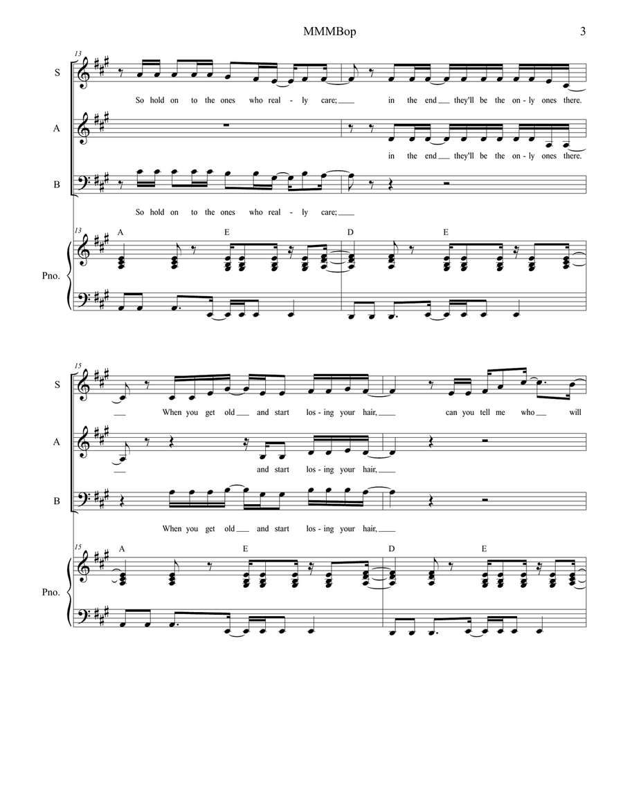 Mmm Bop 3-Part scores gallery preview page 3