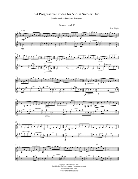 24 Progressive Etudes for violin solo (or duo)