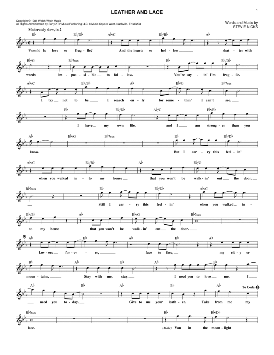Leather And Lace Leather And Lace Piano scores gallery preview page 1