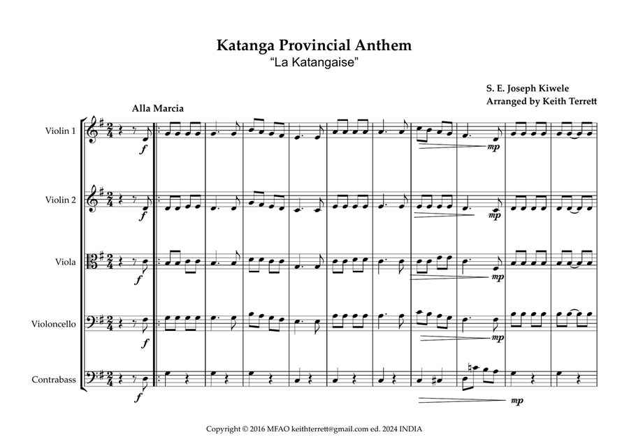 Katanga Provincial Anthem for String Orchestra String Orchestra scores gallery preview page 2