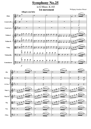 Mozart - Symphony No.25 K.183 - 1st Mov Full Score and Parts Original