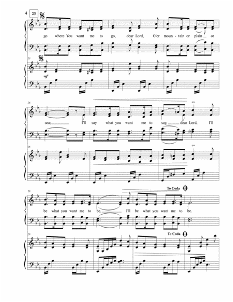I'll Go Where You Want Me to Go 4-Part scores gallery preview page 4