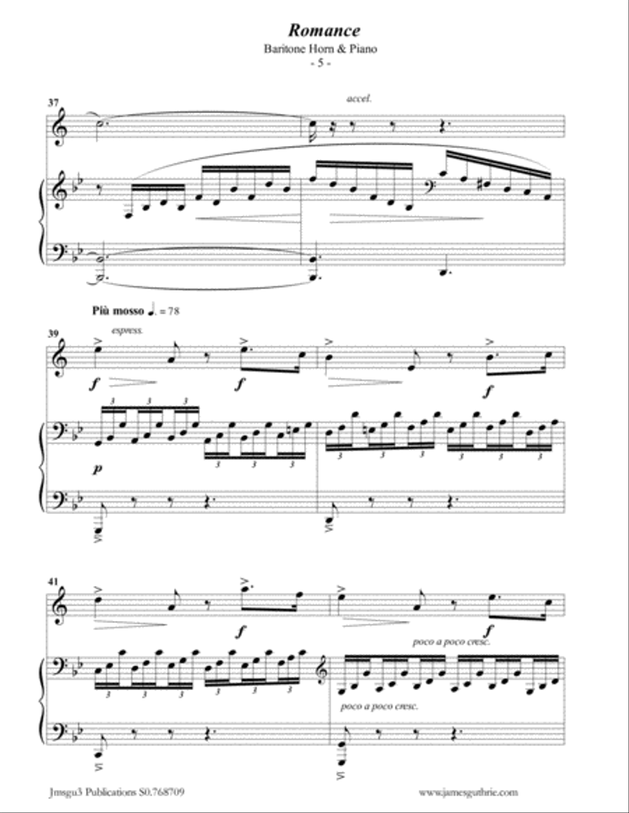 Fauré: Romance Op. 28 for Baritone Horn & Piano Baritone Horn scores gallery preview page 5