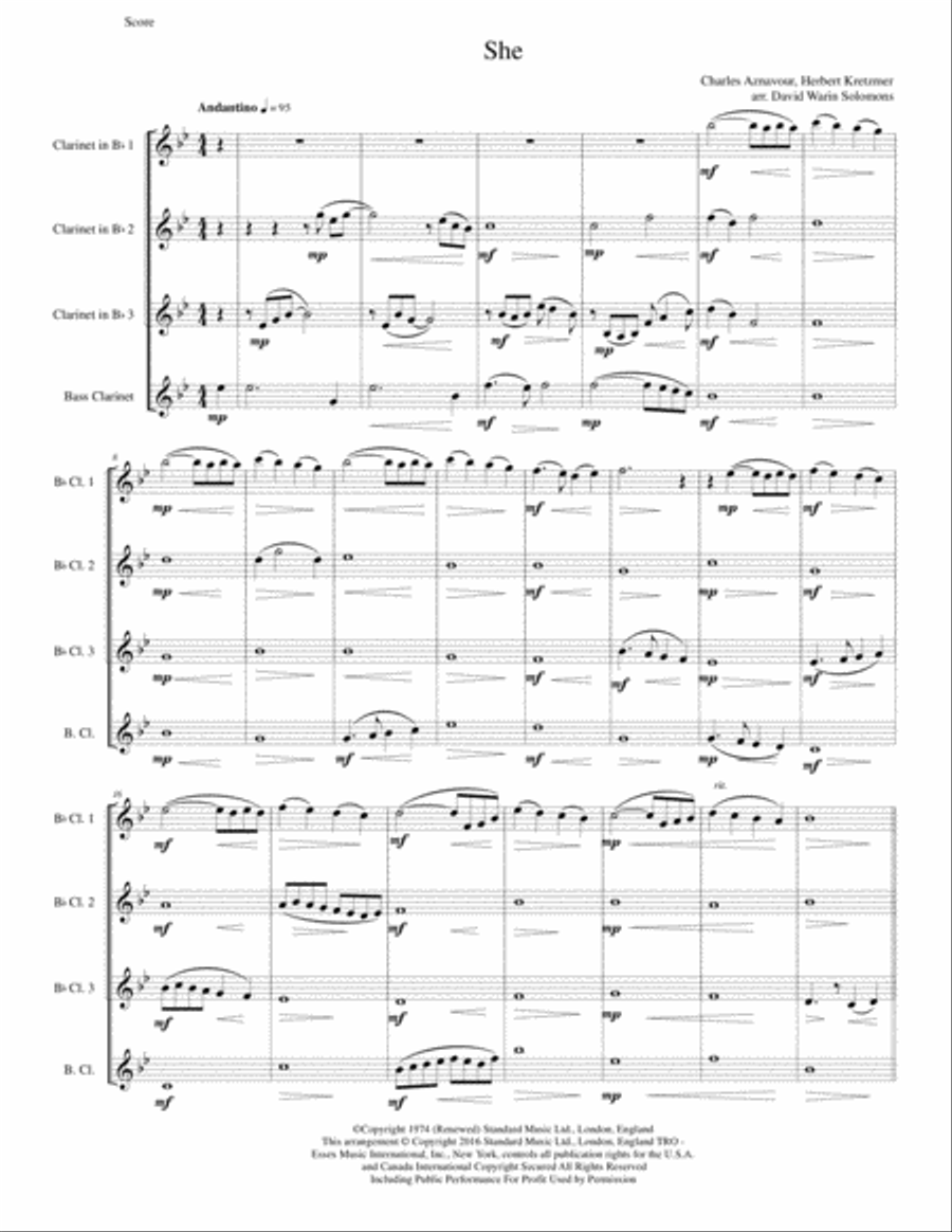 She Woodwind Quartet scores gallery preview page 1