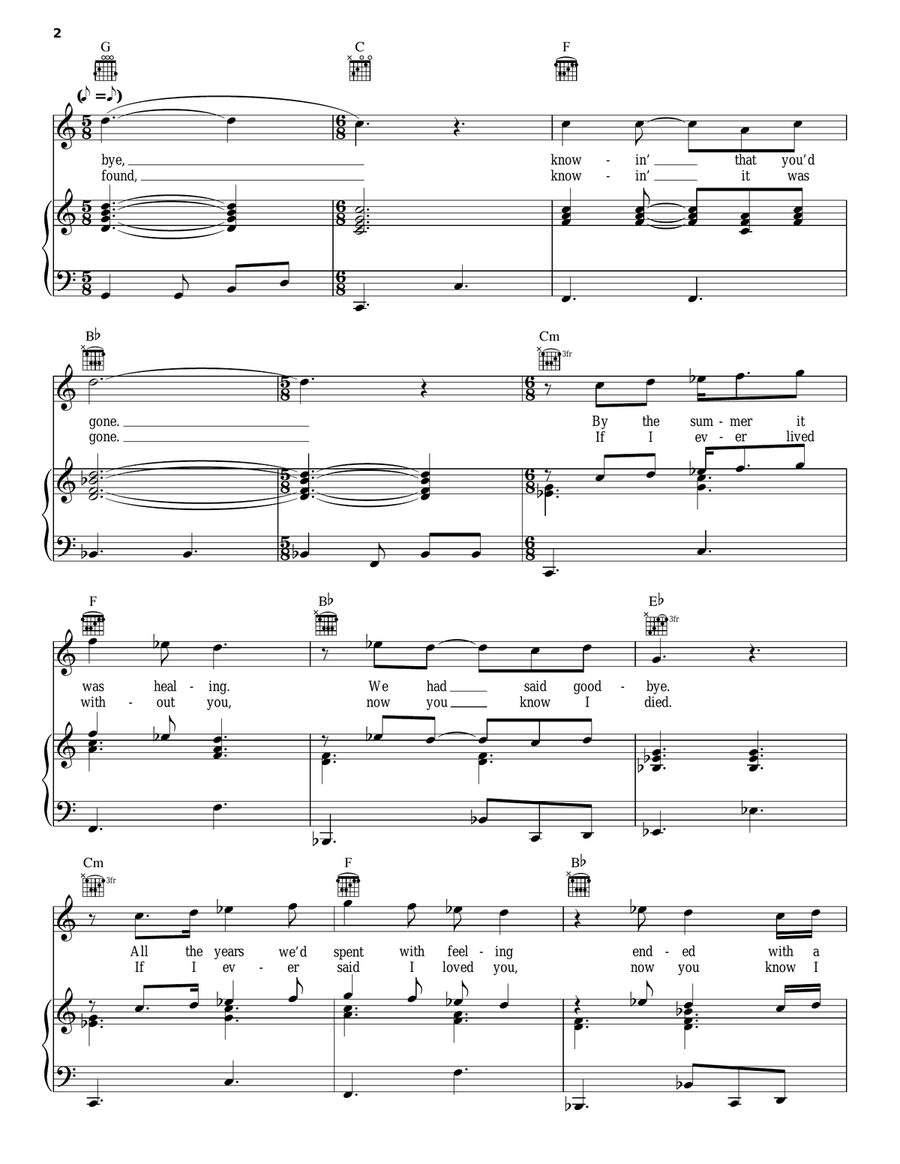 Expecting To Fly Piano, Vocal, Guitar scores gallery preview page 2