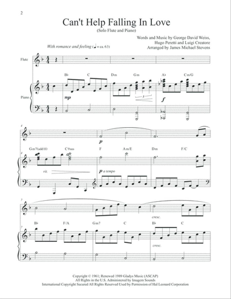 Can't Help Falling In Love Flute Solo scores gallery preview page 2