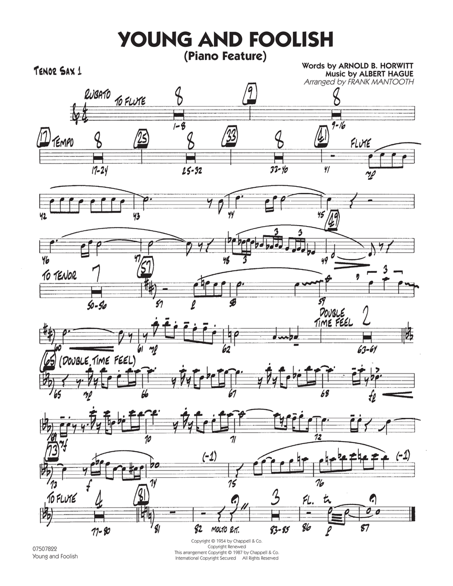 Young And Foolish - Tenor Sax 1 Jazz Ensemble scores gallery preview page 1