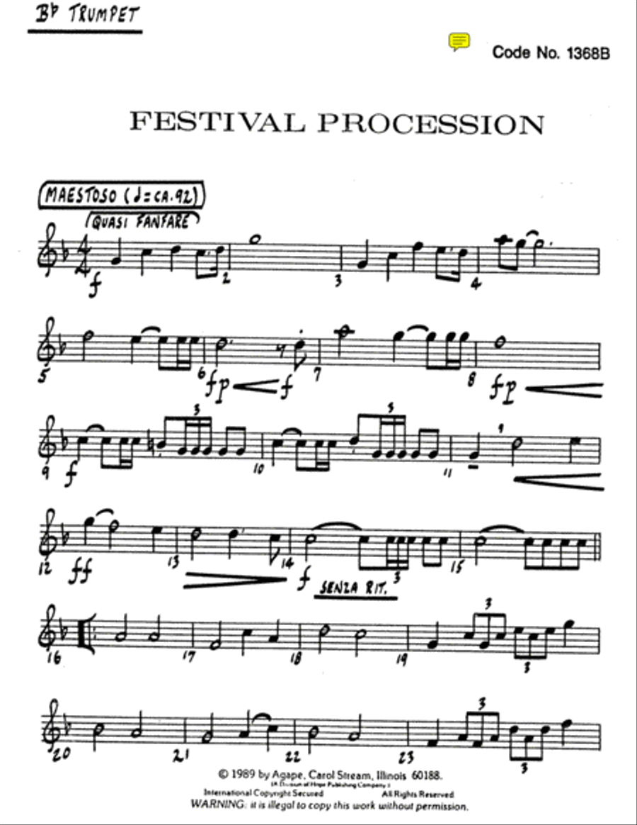 Festival Procession Trumpet scores gallery preview page 1
