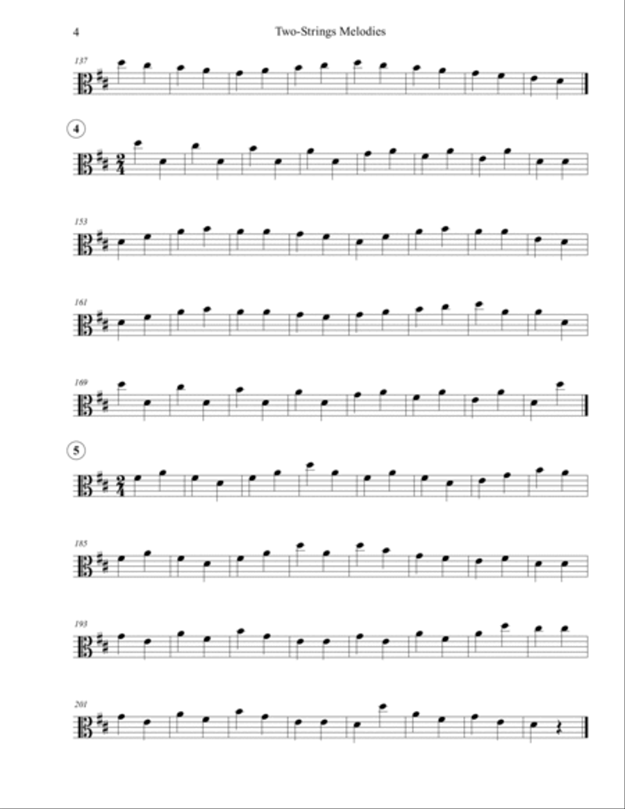 Two-Strings Melodies for the beginner violist. Viola Solo scores gallery preview page 4