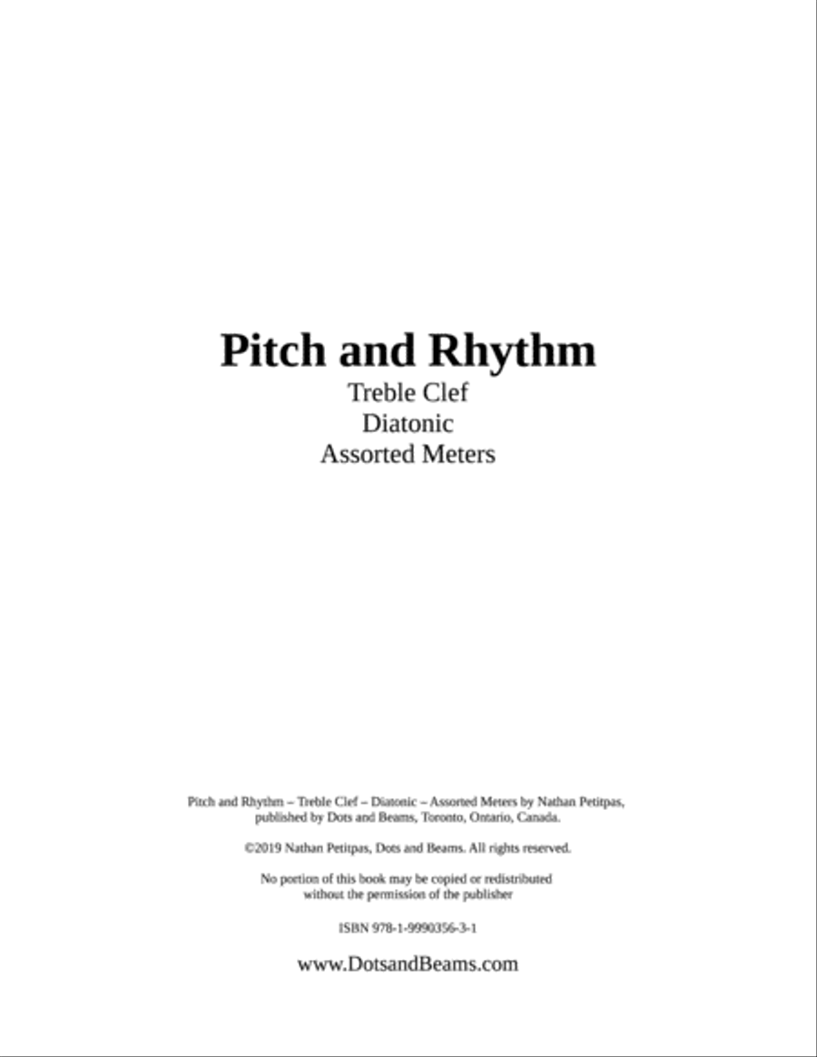 Pitch and Rhythm - Treble Clef, Diatonic (Sight Reading Exercise Book)