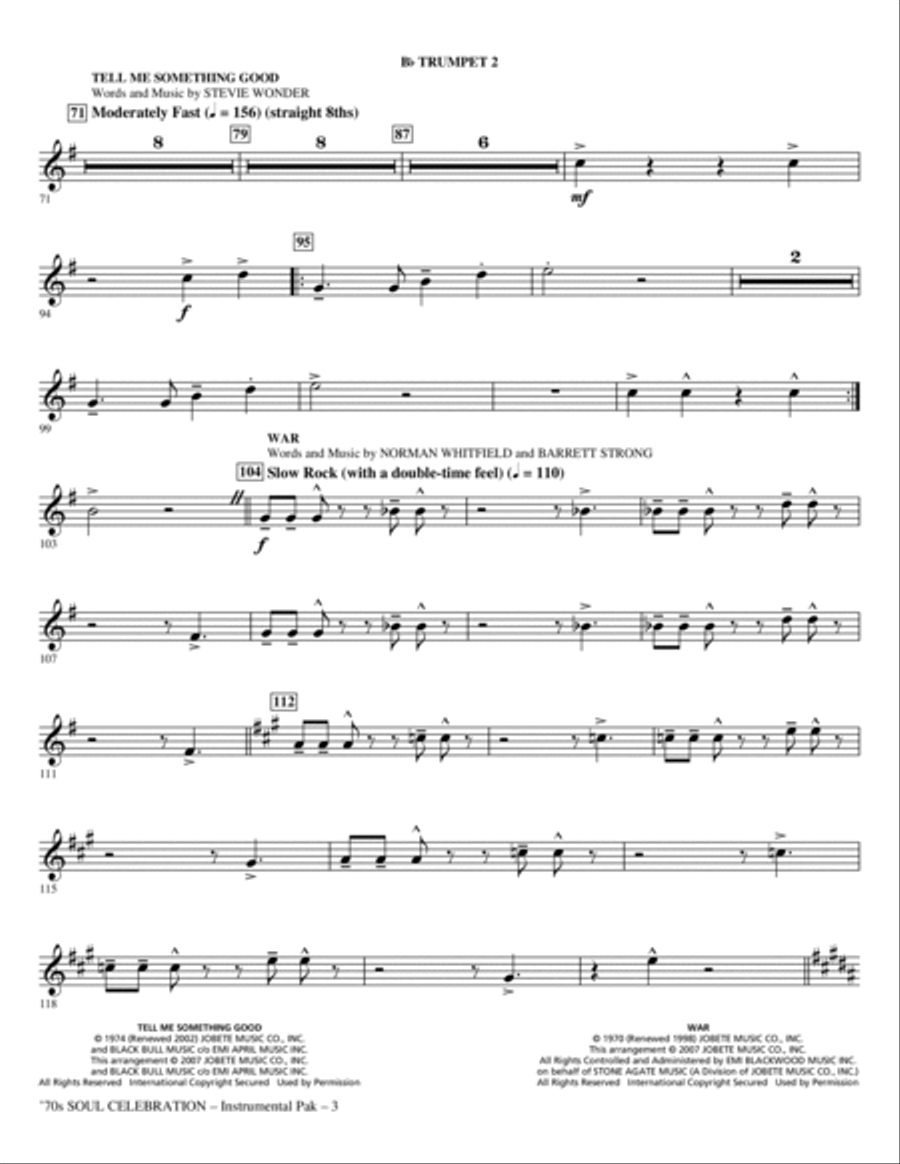 70s Soul Celebration (Medley) - Trumpet 2 Choir scores gallery preview page 3