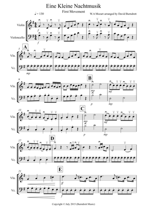 Eine Kleine Nachtmusik (1st movement) for Violin and Cello Duet