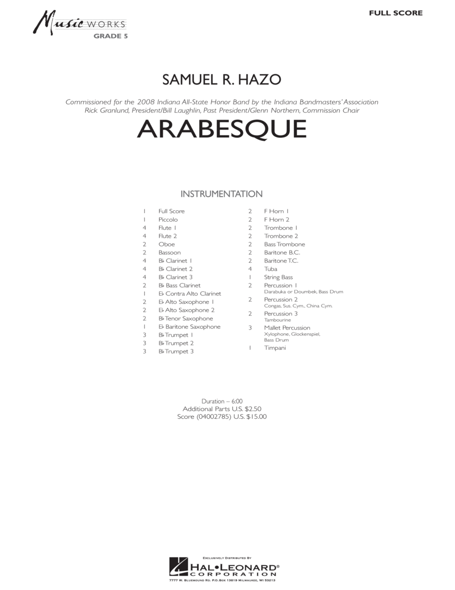 Arabesque - Full Score Concert Band scores gallery preview page 1