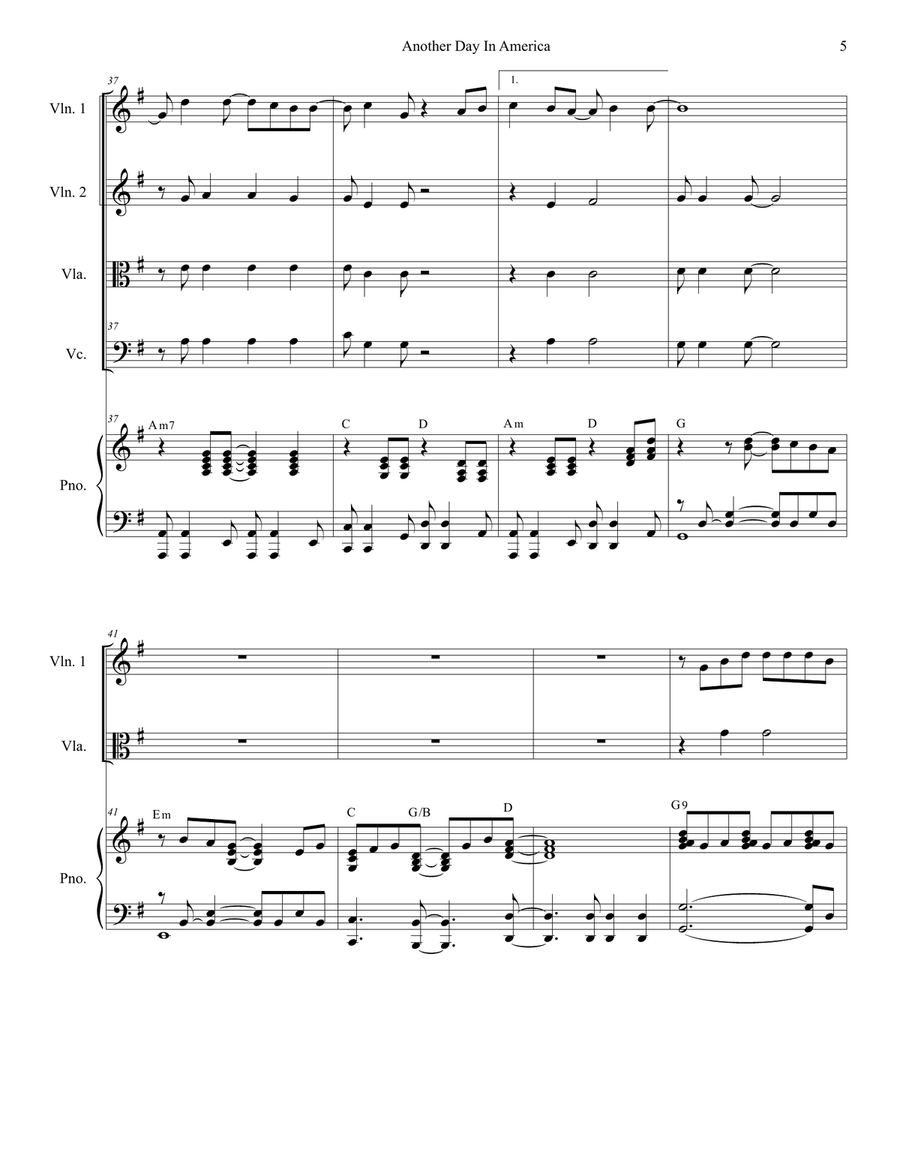 Another Day In America Another Day In America Piano Quintet scores gallery preview page 5