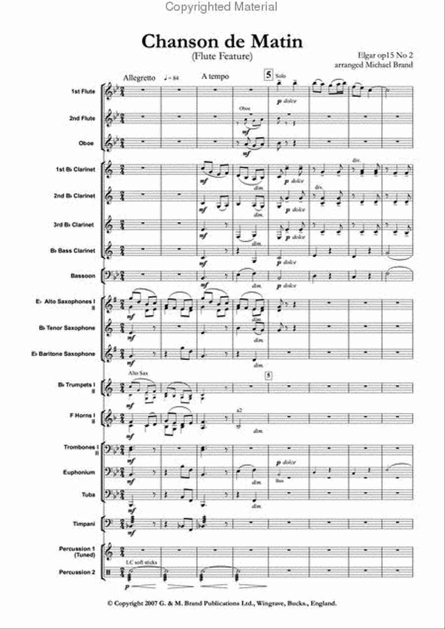 Chanson de Matin Concert Band scores gallery preview page 2