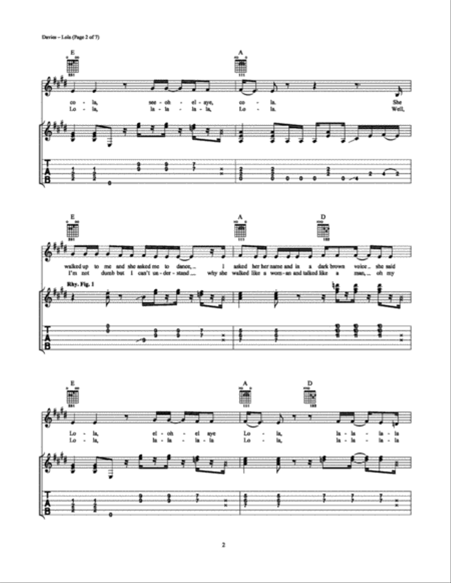 Lola Electric Guitar scores gallery preview page 2