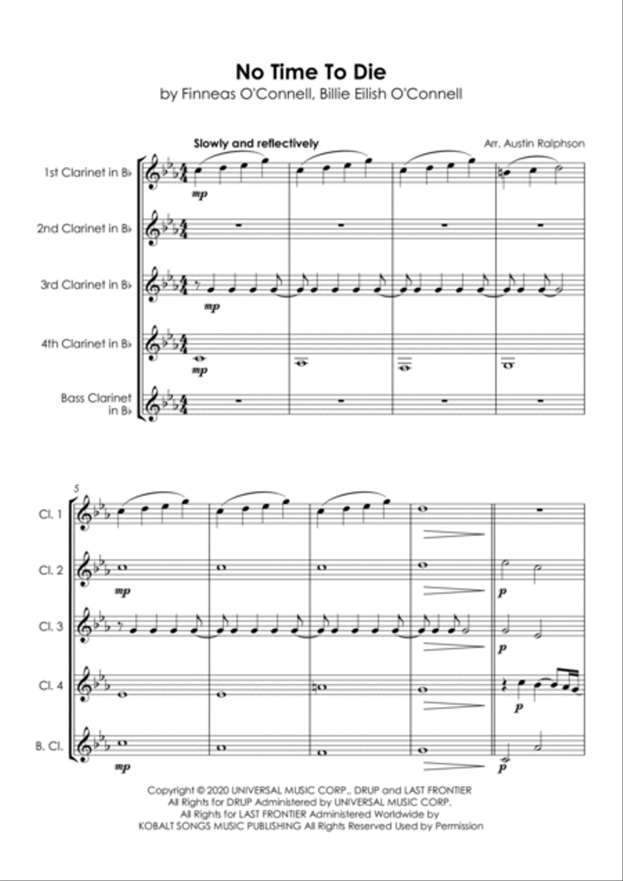 No Time To Die Clarinet Quintet scores gallery preview page 5