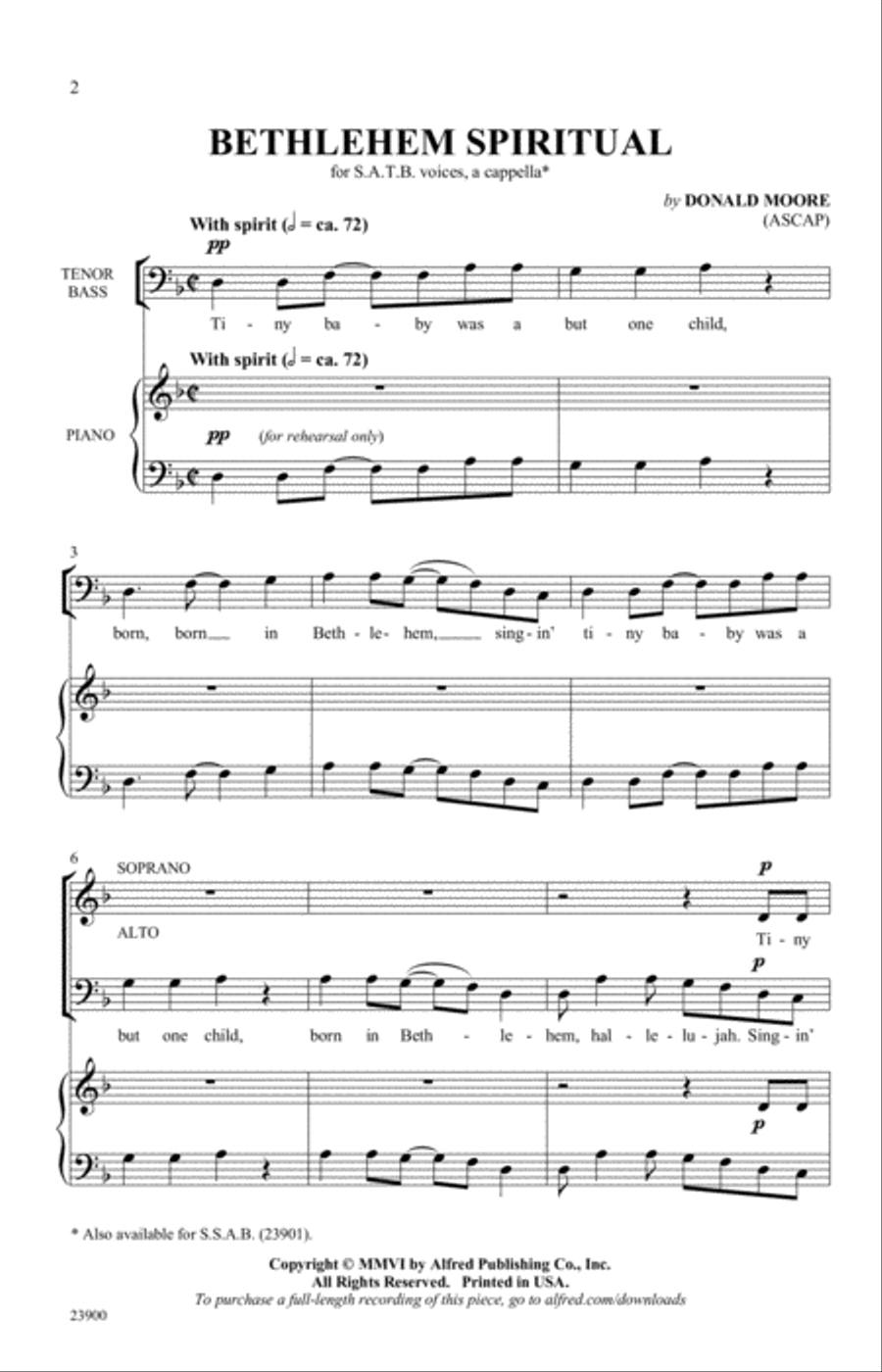 Bethlehem Spiritual 4-Part scores gallery preview page 1
