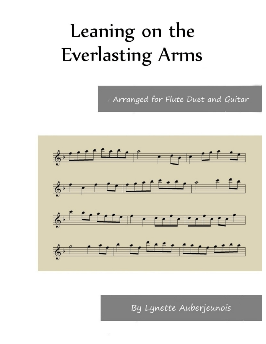 Leaning on the Everlasting Arms - Flute Duet with Guitar Chords Flute Duet scores gallery preview page 1
