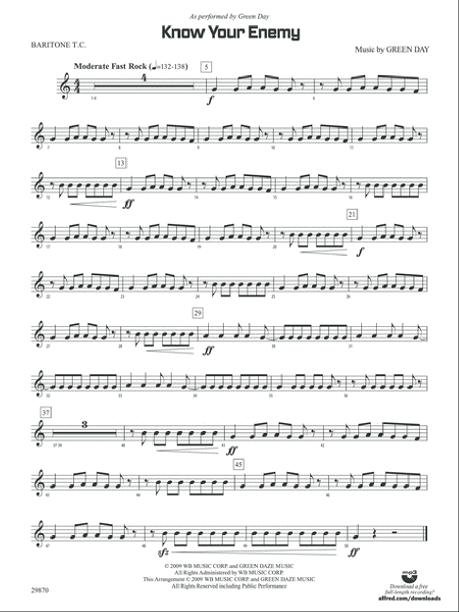 Know Your Enemy: Baritone T.C. Concert Band scores gallery preview page 1