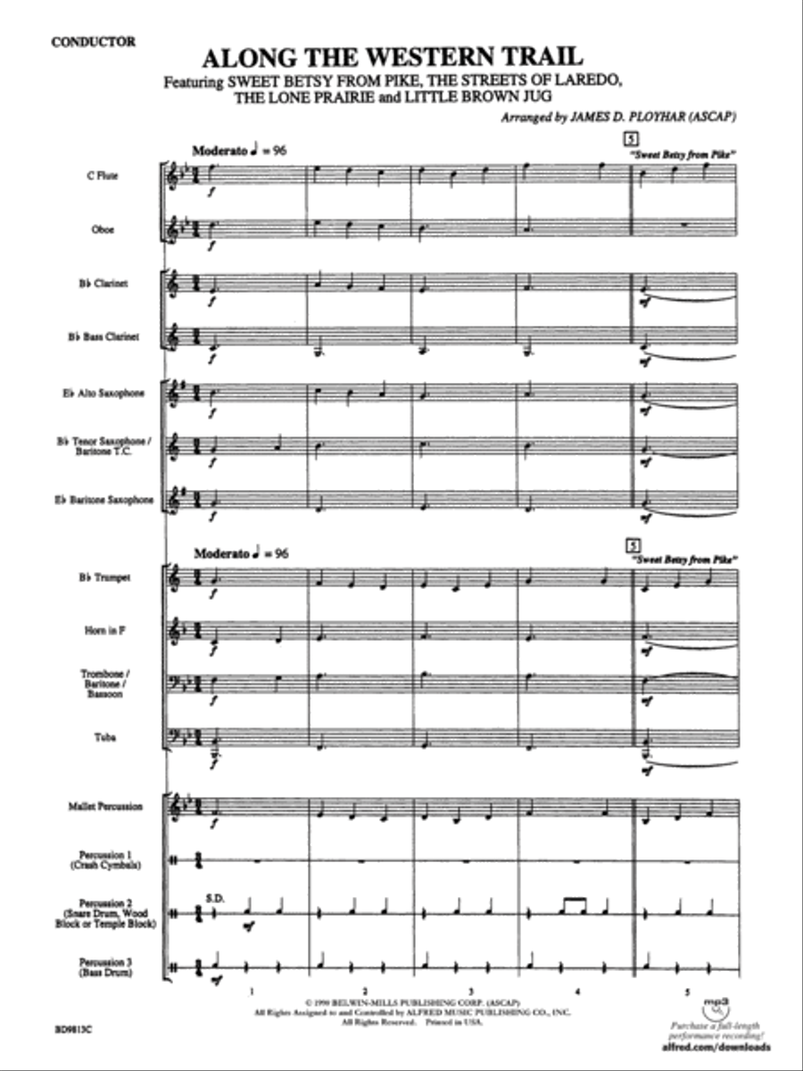 Along the Western Trail Concert Band scores gallery preview page 3