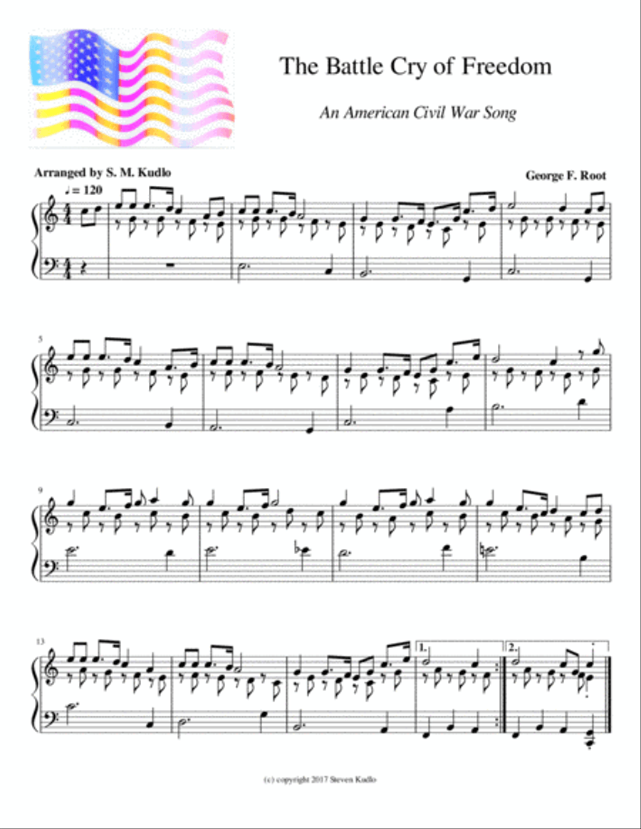 The Battle Cry of Freedom Piano Solo scores gallery preview page 1