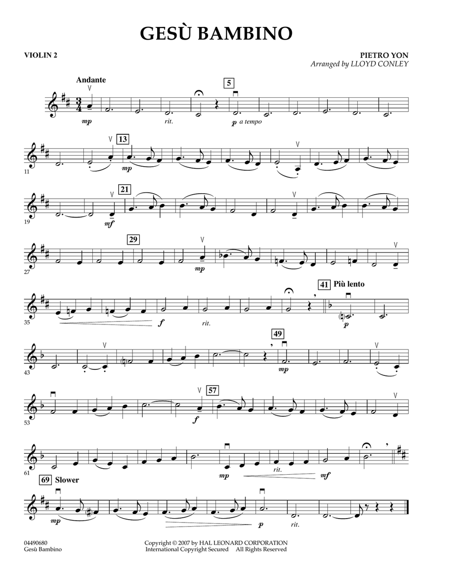 Gesu Bambino - Violin 2 Gesu Bambino - Violin 2 Orchestra scores gallery preview page 1