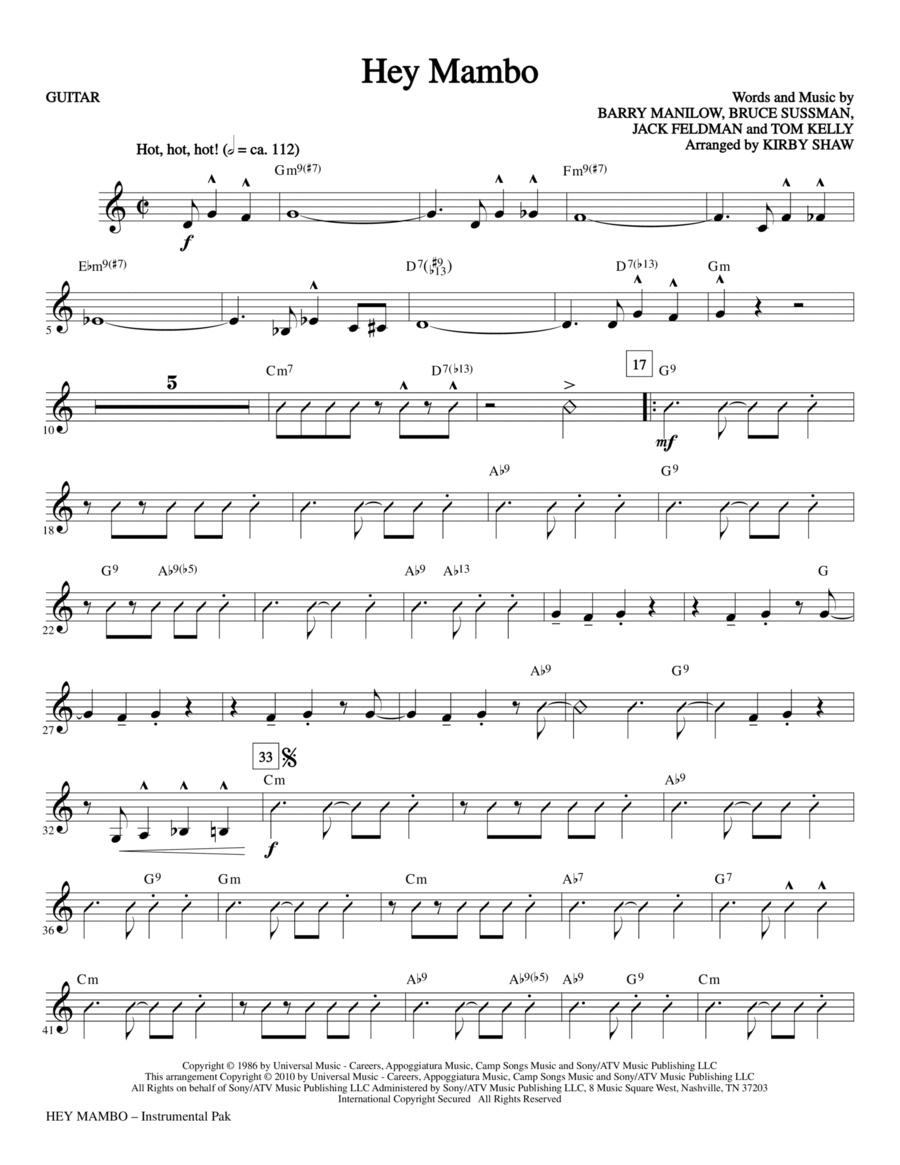 Hey Mambo - Guitar Hey Mambo - Guitar Choir scores gallery preview page 1