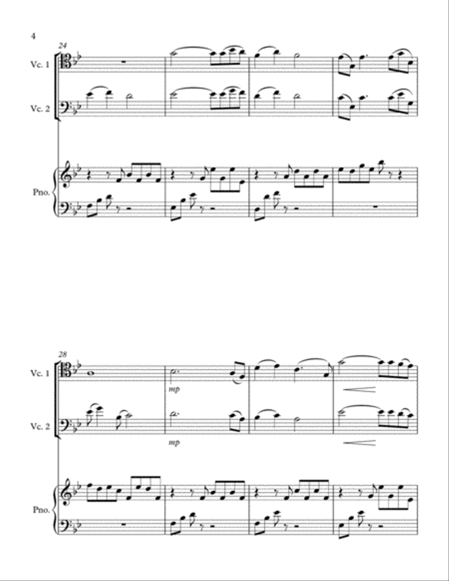 Lament in B Flat for Two Cellos and Piano String Duet scores gallery preview page 4