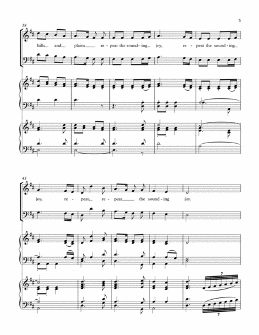 Joy to the World, for SATB/Congregation, Piano and Organ 4-Part scores gallery preview page 5