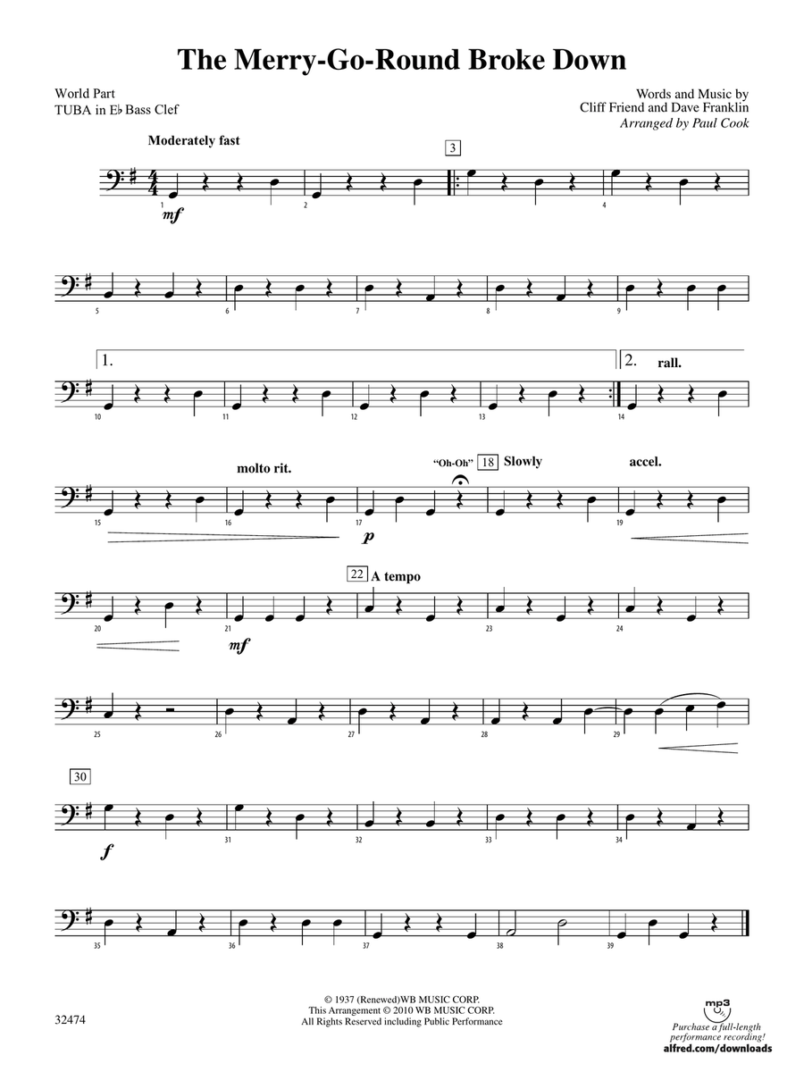 The Merry-Go-Round Broke Down: (World Part) E-flat Tuba B.C.
