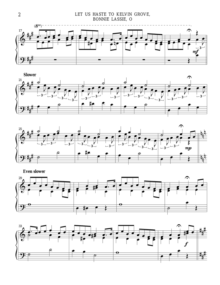 Let Us Haste to Kelvin Grove, Bonnie Lassie, O (KELVINGROVE) Carillon scores gallery preview page 2