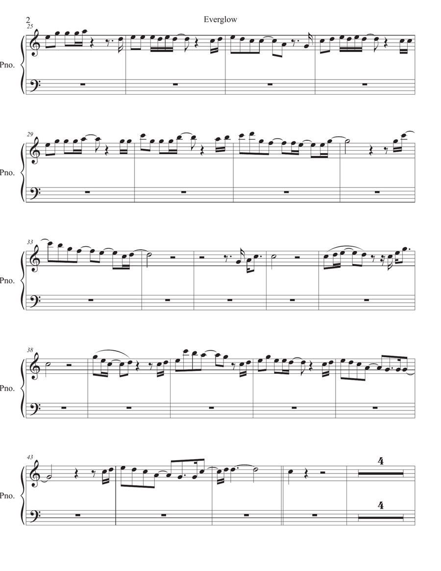 Everglow Easy Piano scores gallery preview page 2