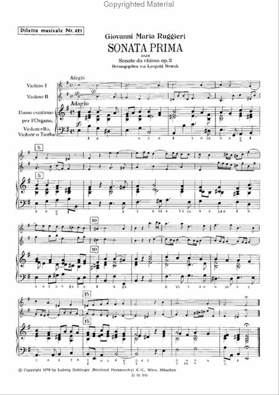 Sonata prima e-moll op. 3 / 1 Violin scores gallery preview page 2