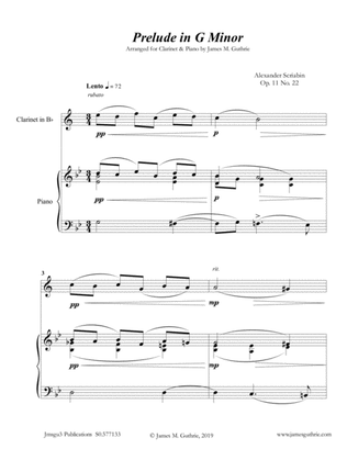Scriabin: Prelude in G Minor for Clarinet & Piano