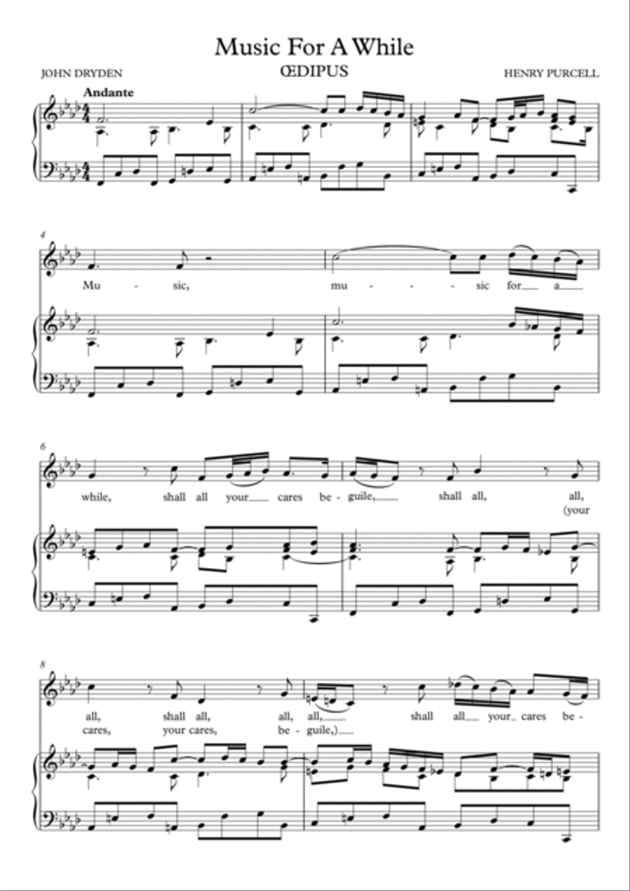 Music for a While (F Minor) Voice scores gallery preview page 2