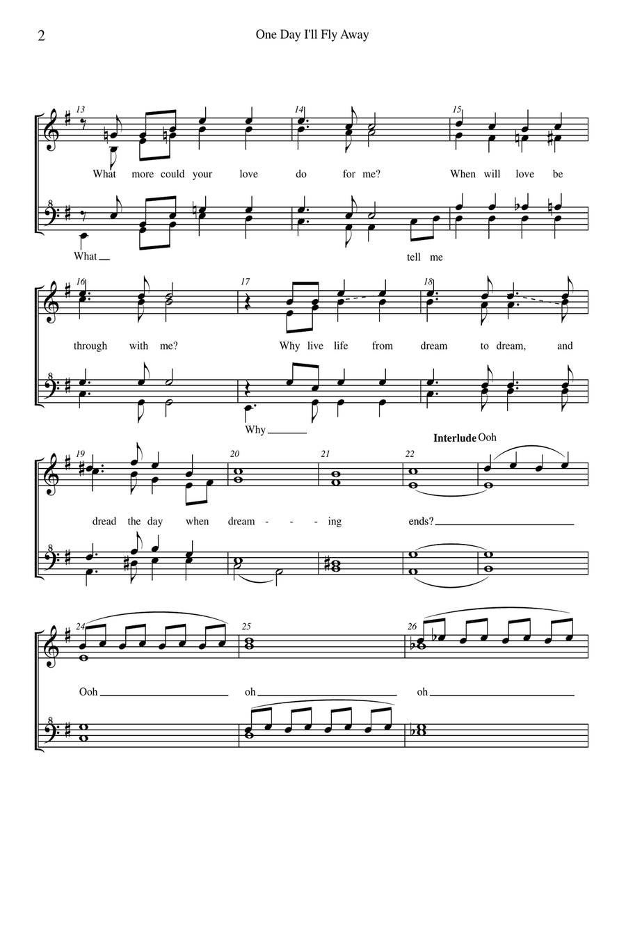 One Day I'll Fly Away SSAA scores gallery preview page 2