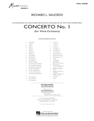 Concerto No. 1 (for Wind Orchestra) - Conductor Score (Full Score)