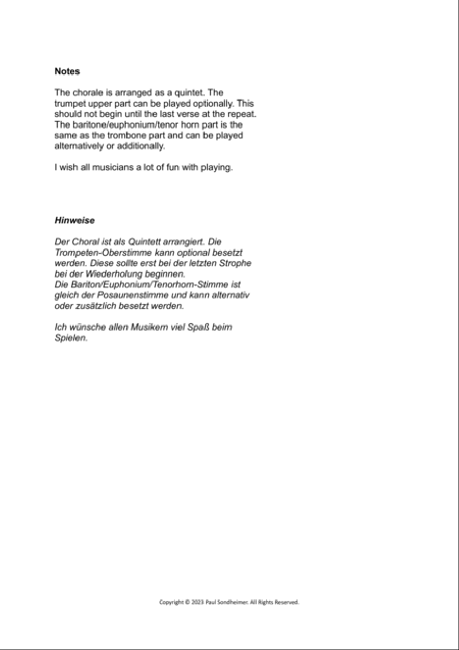 Praise to the Lord, the Almighty (Lobe den Herren, den mächtigen König der Ehren) Brass Quintet scores gallery preview page 2