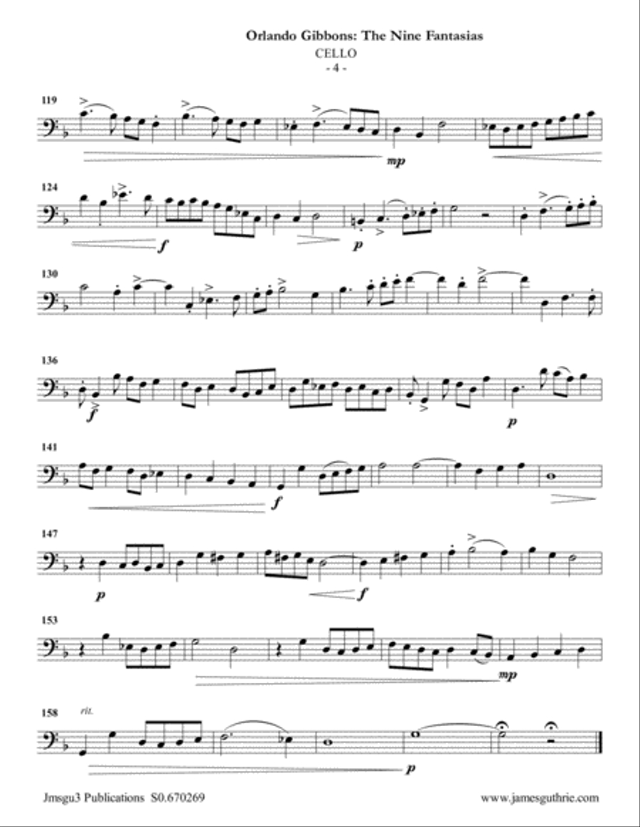 Gibbons: The Nine Fantasias for Violin, Flute & Cello Flute scores gallery preview page 4