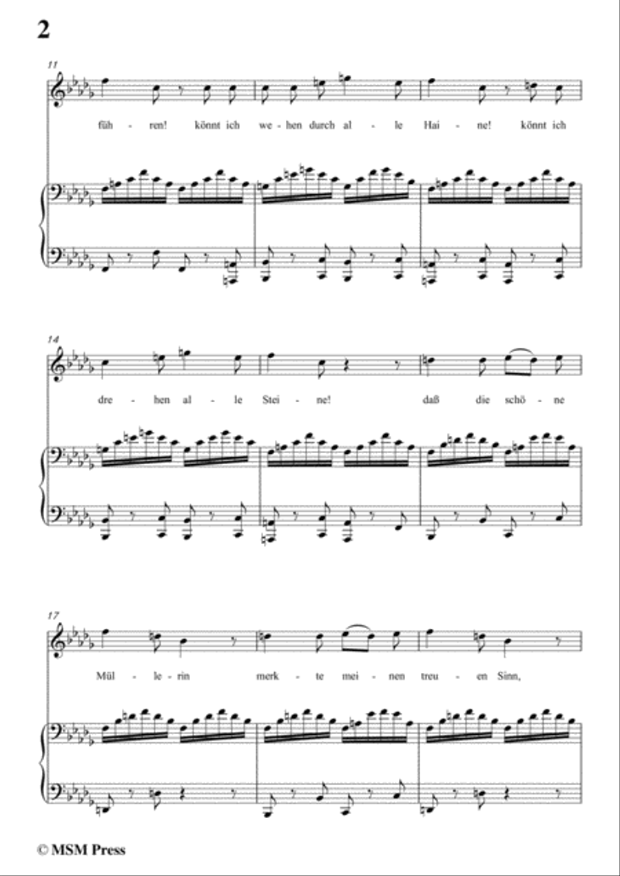 Schubert-Am Feierabend,from 'Die Schöne Müllerin',Op.25 No.5,in b flat minor,for Voice&Piano Voice scores gallery preview page 4