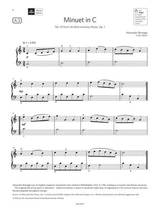 Minuet in C (Grade 1, list A3, from the ABRSM Piano Syllabus 2023 & 2024)