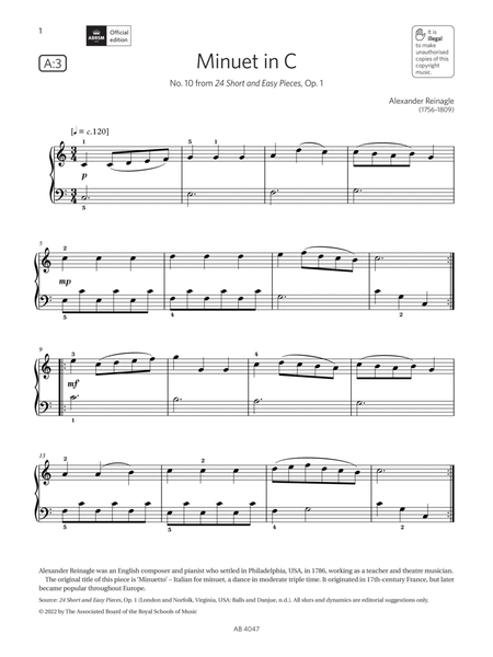 Minuet in C (Grade 1, list A3, from the ABRSM Piano Syllabus 2023 & 2024)