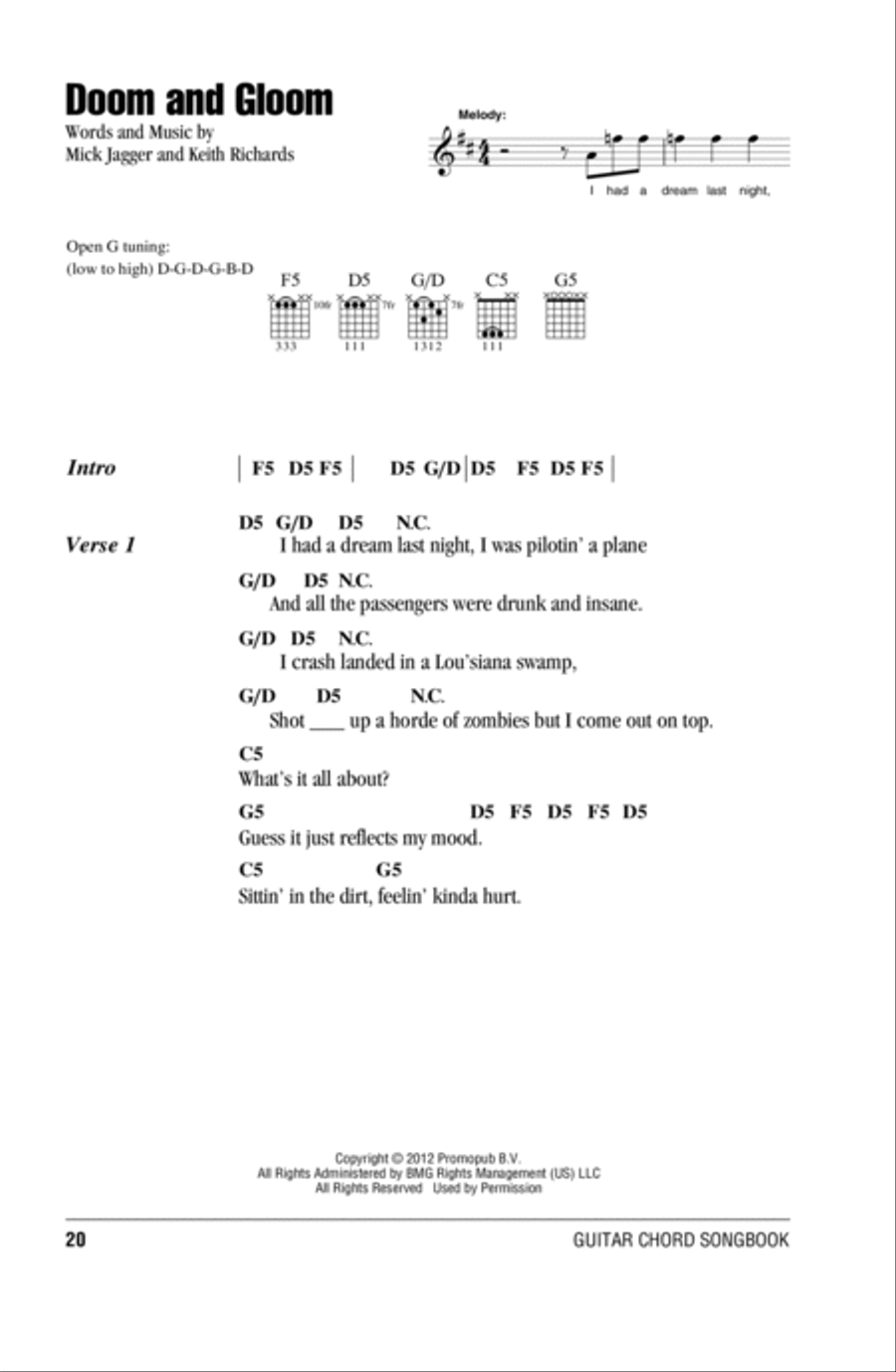 Doom And Gloom Acoustic Guitar scores gallery preview page 1