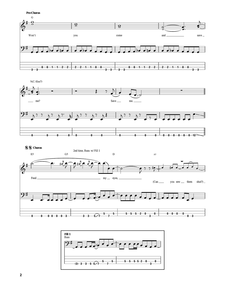 Man In The Box Bass Guitar Tablature scores gallery preview page 2